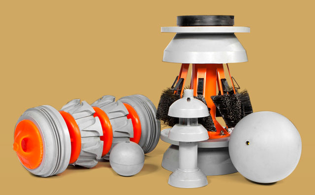 photo of various pig styles offered by Pipeline Equipment